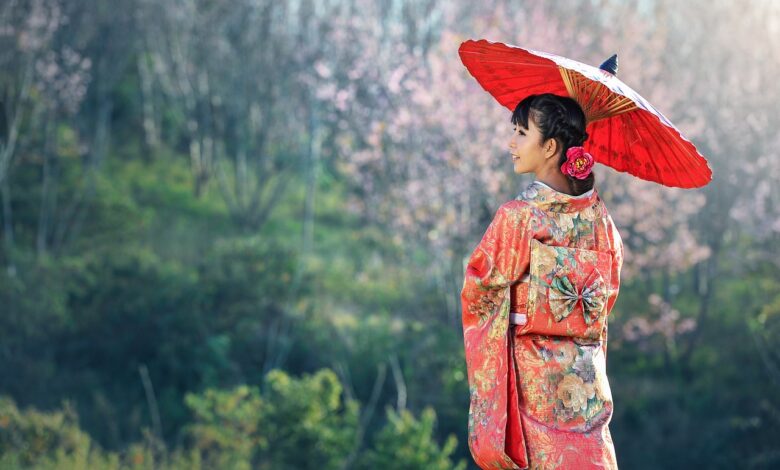 kimono woman umbrella parasol 1822520